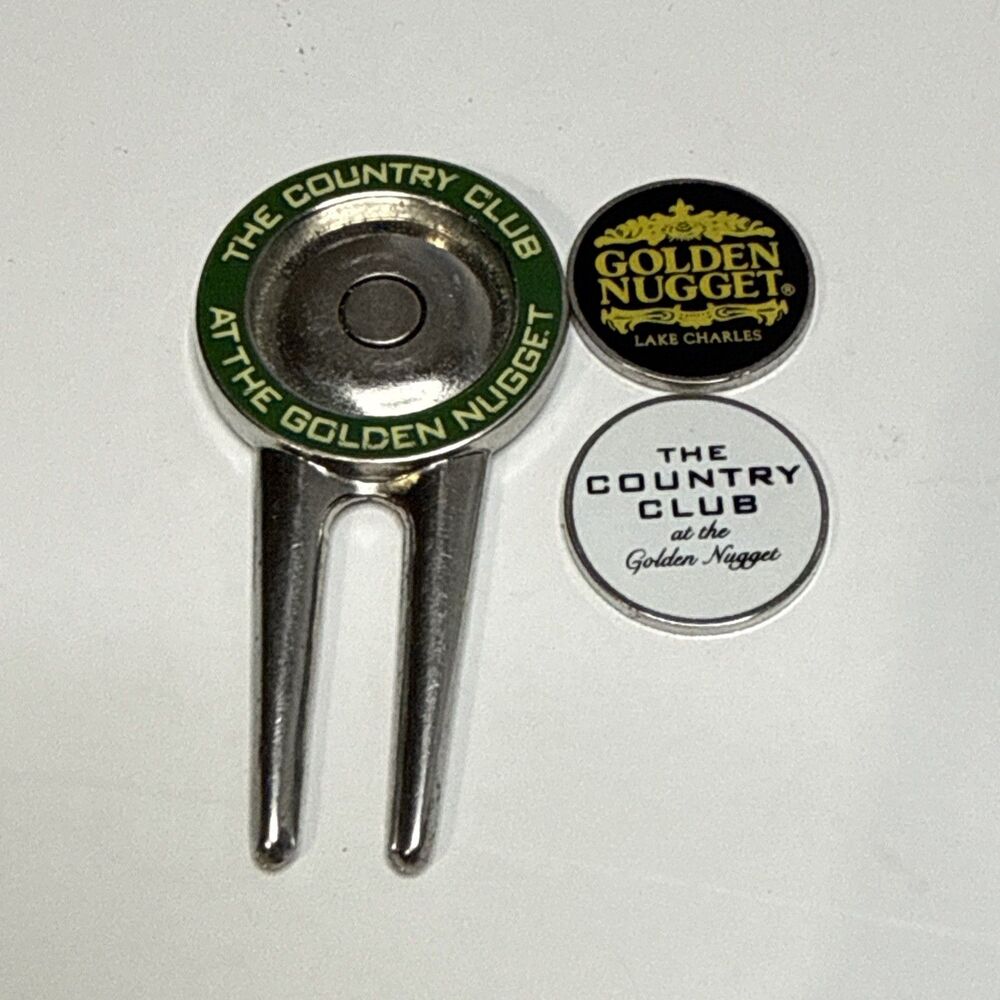 Vintage Golden Nugget The Country Club Magnetic Ball Divot Repair & Ball Marker